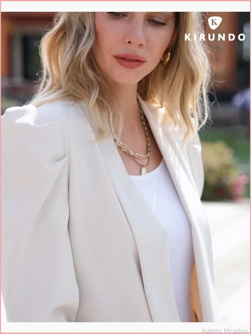 Women's Open Front Blazer, Puff Long Sleeve, Work Office Suit Jacket